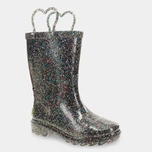 Western Chief Light-Up Rain Boots Girls Toddler Multi-Color Glitter NWT